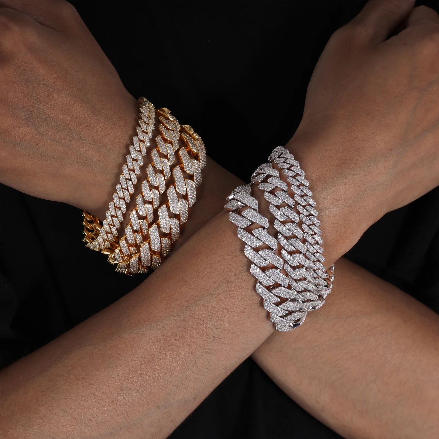 Hip Hop Fashion Brass Link Cuban Chain With 14K 18K Iced Out 5A Zircon 6mm-18mm Moissanite Cuban Bracelet Necklace Jewelry