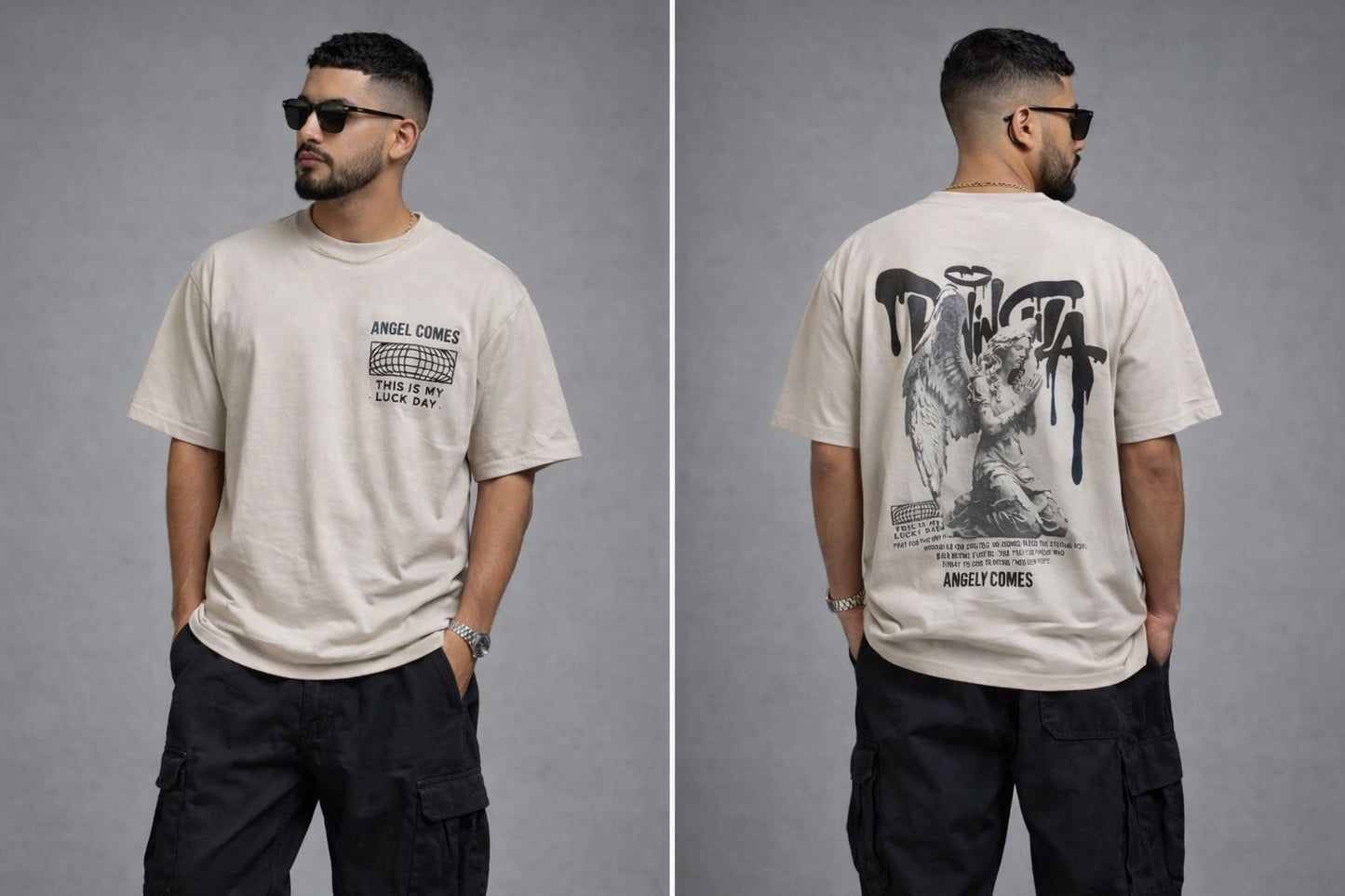 Angel Graphic Tee – Sand Edition