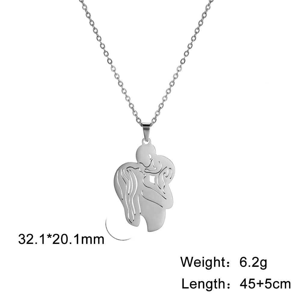 Amaxer, collar para mamá y bebé, familia, bebé, niño, nacimiento, regalo del día de la madre para mamá, mujer, joyería de acero inoxidable de Color dorado