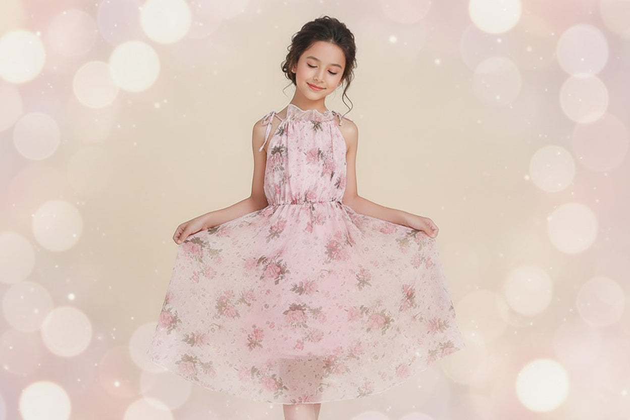 Vestido Maxi de Playa Floral Bohemio para Niñas