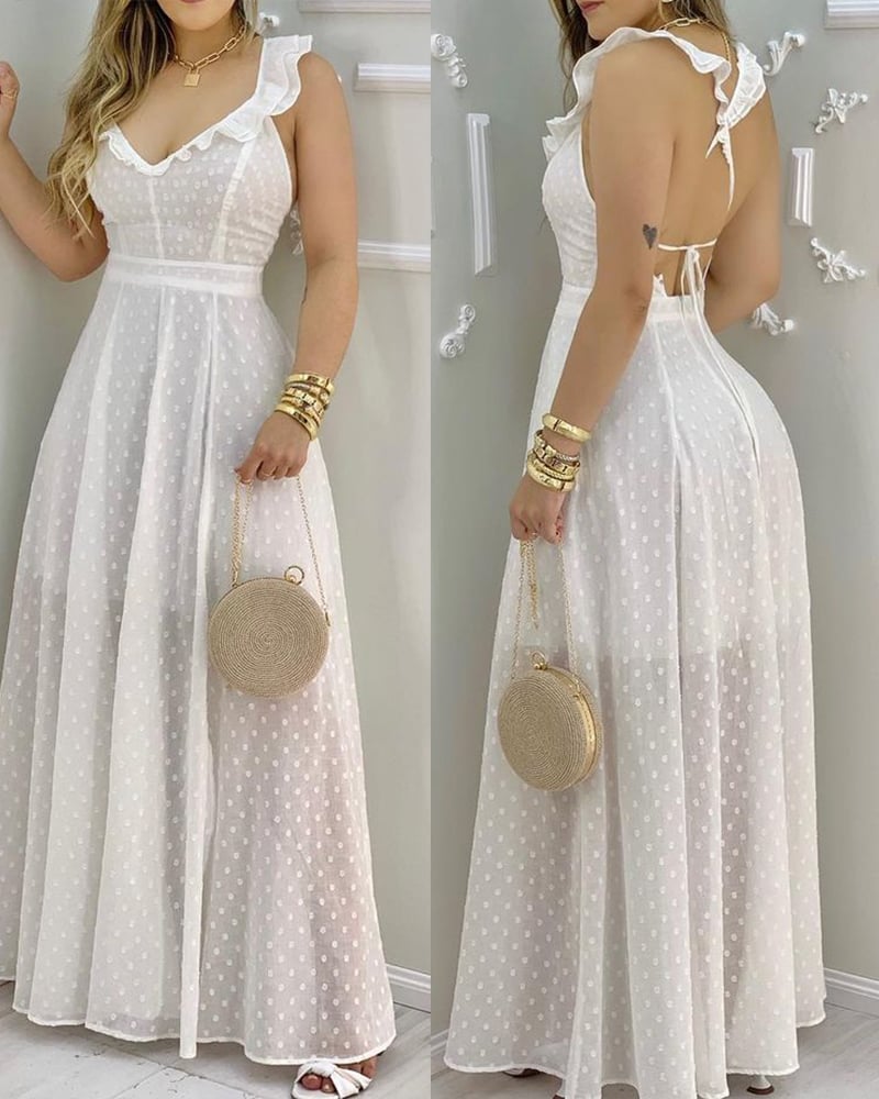 Solid Color Suspender Halter Dress for Women