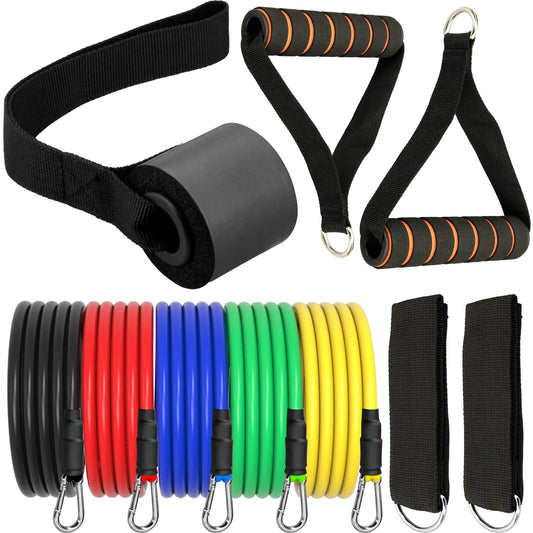 Set de Bandas de Resistencia con Agarraderas, Bandas de Ejercicio para Gimnasio en Casa, Bandas de Resistencia para Ejercicios, Bandas para Ejercitar, Bandas de Trabajo, Set de Bandas de Resistencia para Ejercicios