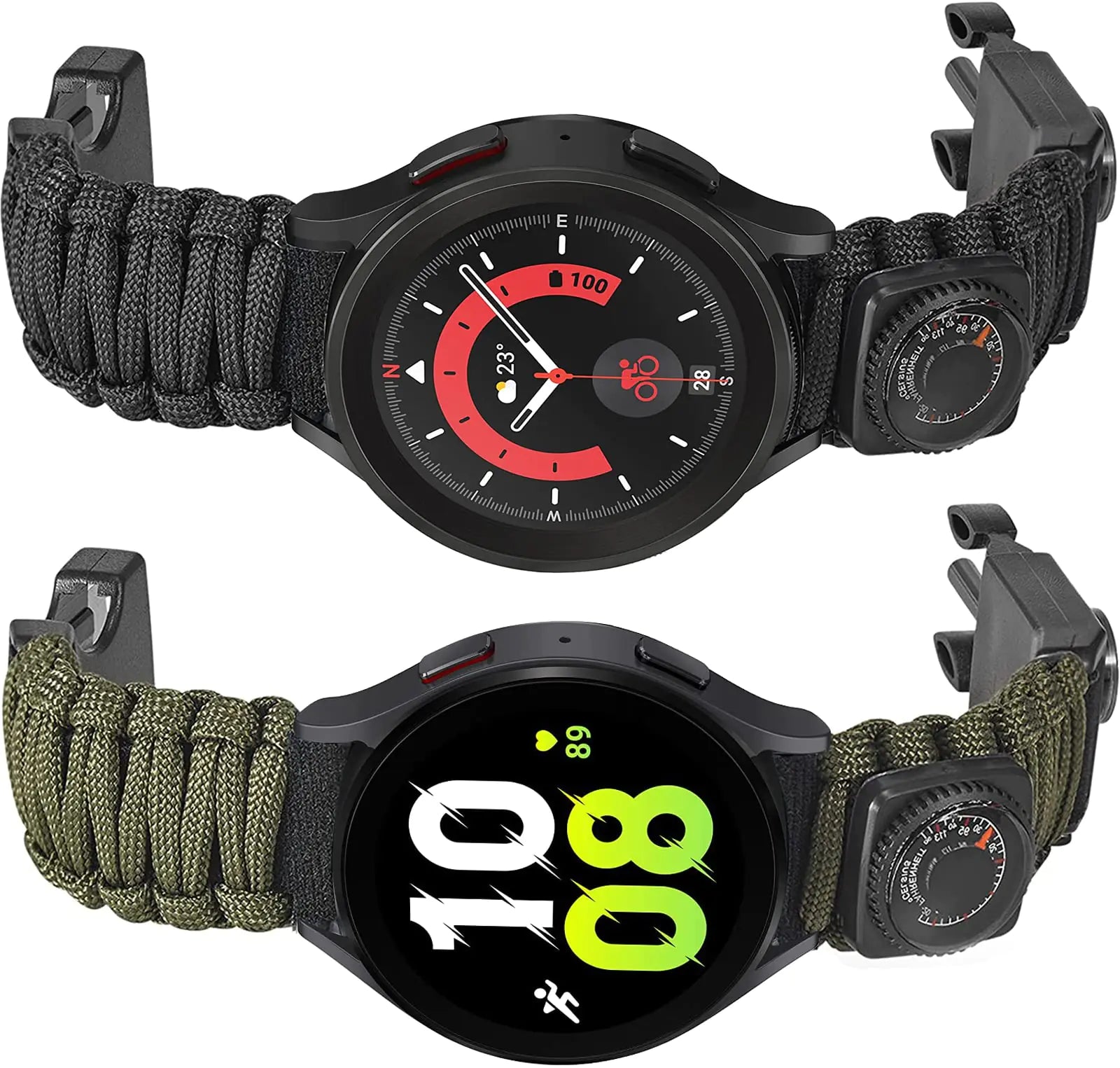 Onewly Compatible with Galaxy Watch 6 Band Multi-Functional Outdoor Survival Paracord 20mm Watch Strap for Samsung Galaxy Watch 6 Classic/Galaxy Watch 4/4 Classic/Galaxy Watch 5/5 Pro