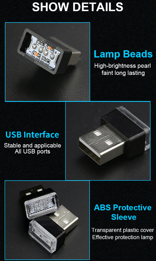 LED Ambiente Interior USB para Auto – Luz Neon Estilo Premium (Pack 3)