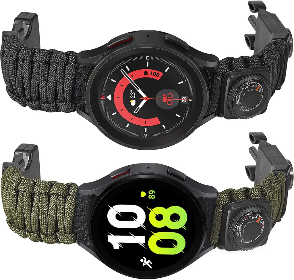 Onewly Compatible with Galaxy Watch 6 Band Multi-Functional Outdoor Survival Paracord 20mm Watch Strap for Samsung Galaxy Watch 6 Classic/Galaxy Watch 4/4 Classic/Galaxy Watch 5/5 Pro