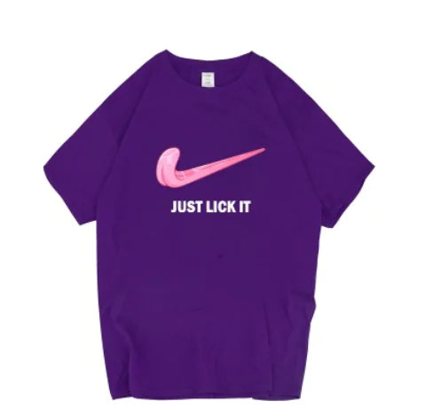 Camiseta de Manga Corta con Estampado de Letras 'Just Lick It'
