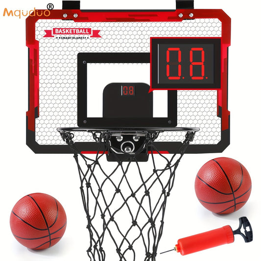 2 Ball Kids' Indoor Basketball Stand Set with Electronic Scoreboard - Sea and Beach Accessories, Ideal for Halloween, Christmas Gift