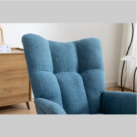 Sillón Mecedor con Bolsillos, Sillón Mecedor de Tela Teddy Suave para Guardería, Sillón Mecedor Golider Wingback Cómodo