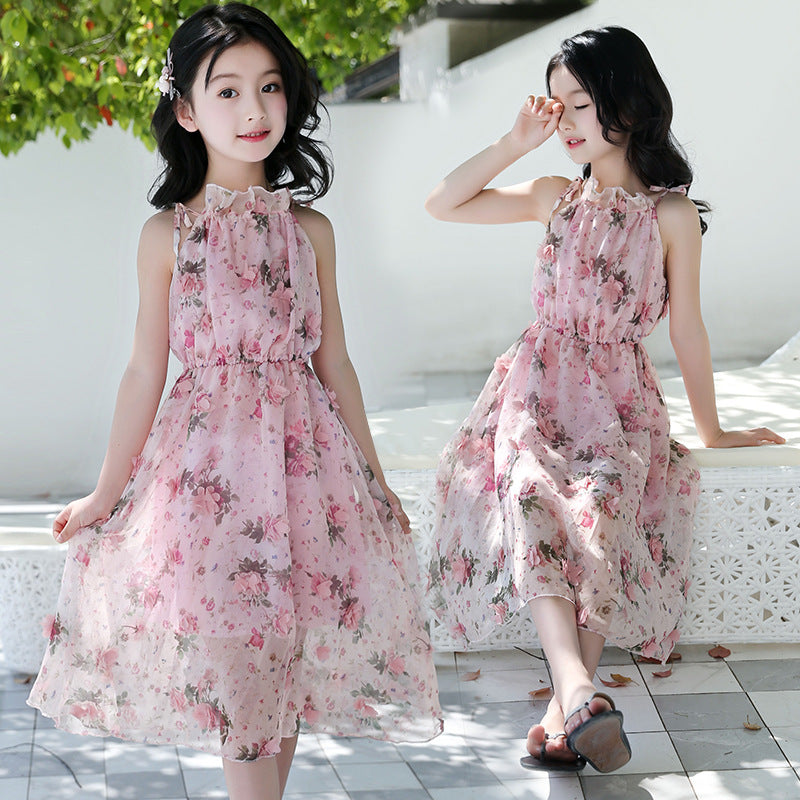 Vestido Maxi de Playa Floral Bohemio para Niñas