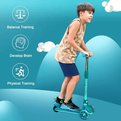 Patinete Infantil, Ruedas con Frenos, Manillar Ajustable en Altura, Ligero, para Niños de 3 a 10 Años