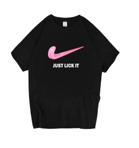 Camiseta de Manga Corta con Estampado de Letras 'Just Lick It'