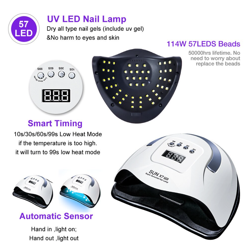 Lámpara UV/LED Profesional 220W – Secado Rápido para Uñas Gel