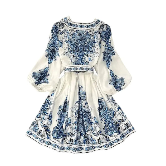 V-neck Long-sleeve Dress for Women's Fashion