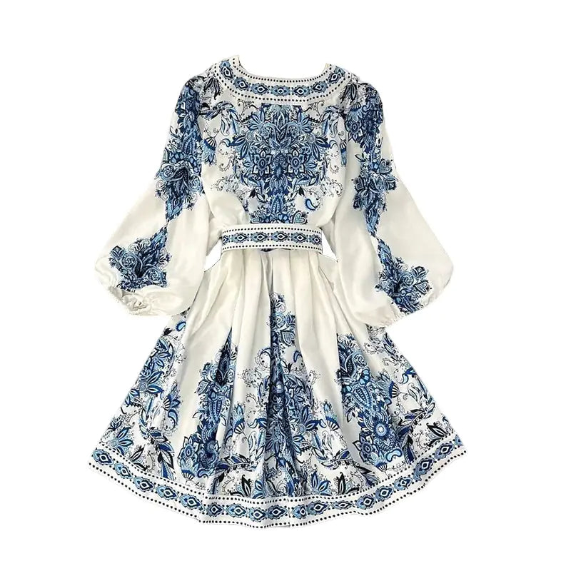 V-neck Long-sleeve Dress for Women's Fashion