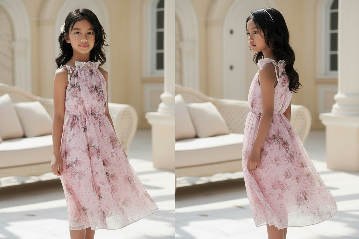 Vestido Maxi de Playa Floral Bohemio para Niñas