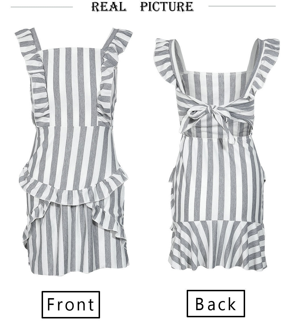 Vestido Summer Chic Rayado con Encaje