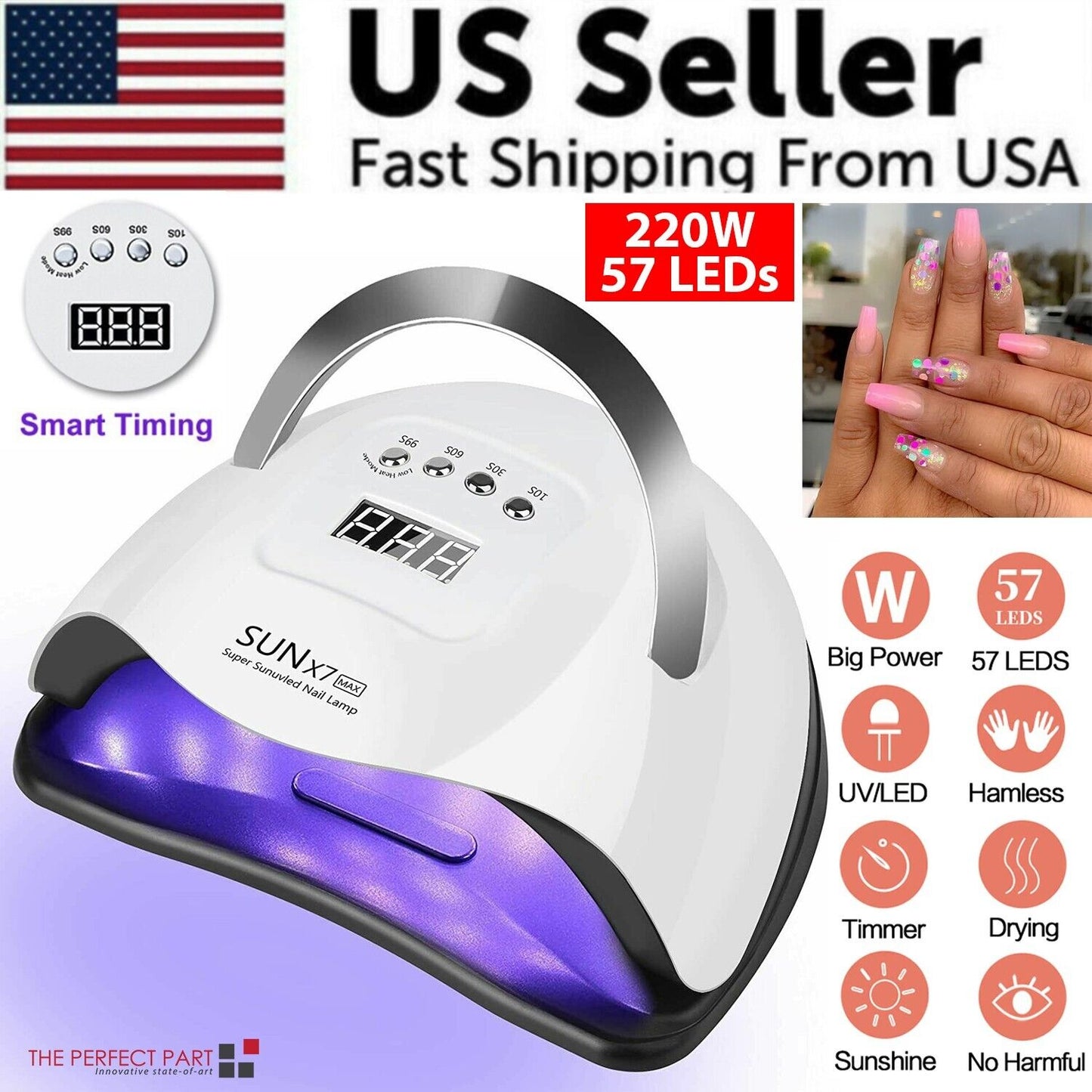 Lámpara UV/LED Profesional 220W – Secado Rápido para Uñas Gel