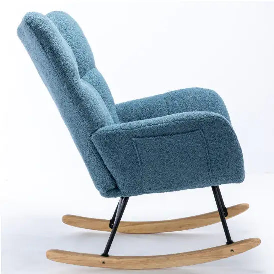 Sillón Mecedor con Bolsillos, Sillón Mecedor de Tela Teddy Suave para Guardería, Sillón Mecedor Golider Wingback Cómodo