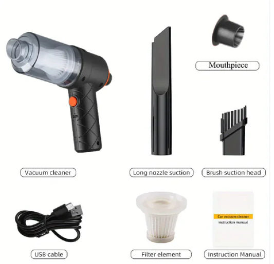 Mini Aspiradora Inalámbrica Portátil para Auto y Hogar – Potente, Compacta y Recargable