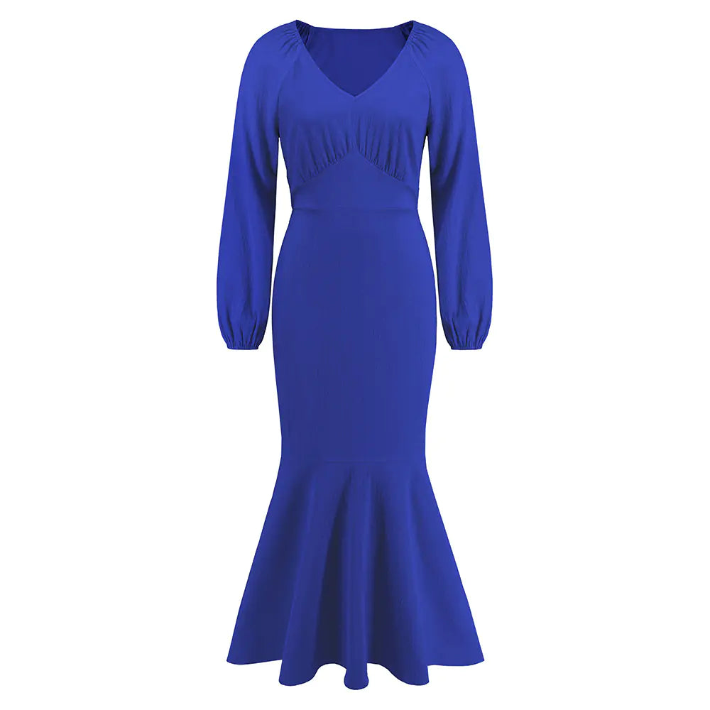 V-neck Long Sleeve Dress for Women's Fashion Style