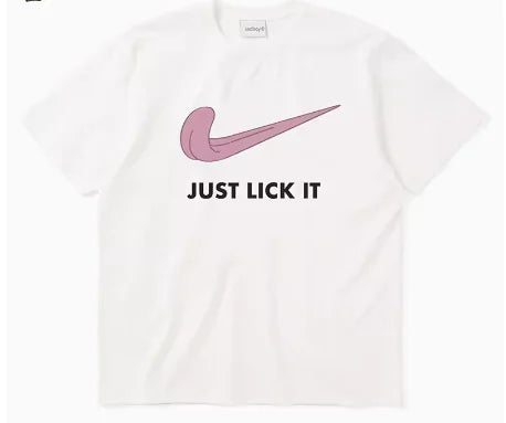 Camiseta de Manga Corta con Estampado de Letras 'Just Lick It'