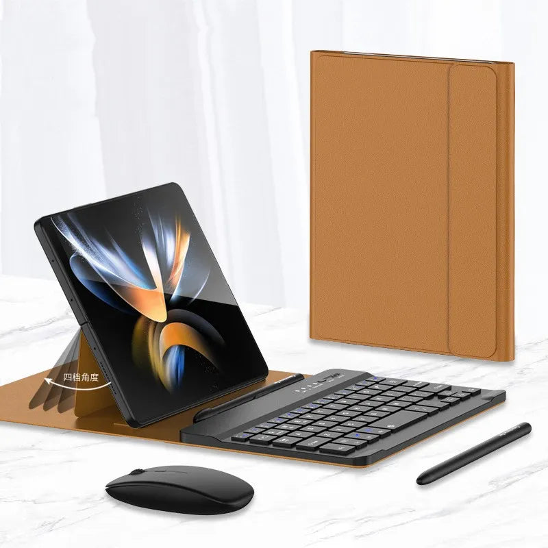 Teclado Inalámbrico & Estuche de Cuero Plegable
