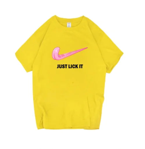Camiseta de Manga Corta con Estampado de Letras 'Just Lick It'