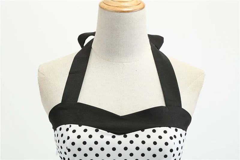 Vestido de fiesta con cuello Halter para mujer, vestidos Vintage con espalda descubierta, vestido Retro Rockabilly Swing, vestido veraniego por debajo de la rodilla elegante para mujer