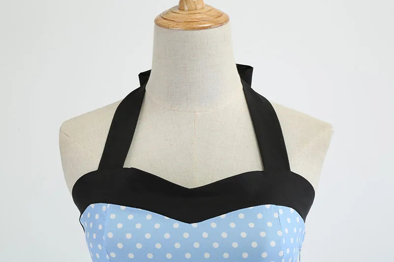Vestido de fiesta con cuello Halter para mujer, vestidos Vintage con espalda descubierta, vestido Retro Rockabilly Swing, vestido veraniego por debajo de la rodilla elegante para mujer