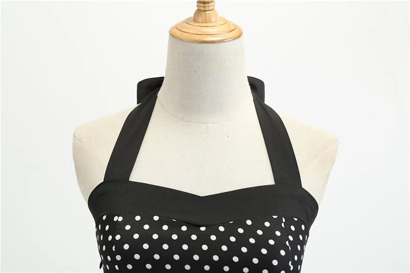 Vestido de fiesta con cuello Halter para mujer, vestidos Vintage con espalda descubierta, vestido Retro Rockabilly Swing, vestido veraniego por debajo de la rodilla elegante para mujer
