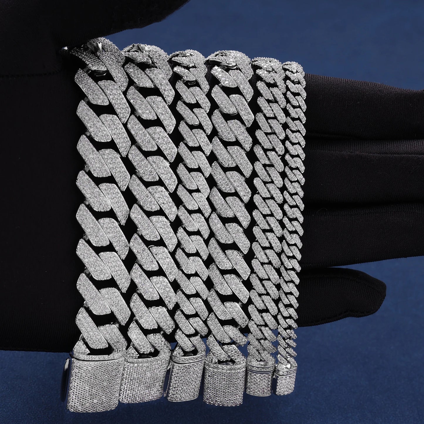 Hip Hop Fashion Brass Link Cuban Chain With 14K 18K Iced Out 5A Zircon 6mm-18mm Moissanite Cuban Bracelet Necklace Jewelry