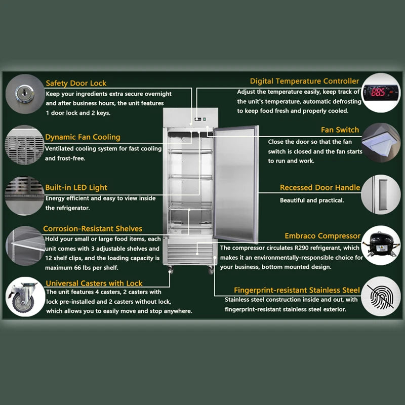 Reach-in Refrigerator Single Door commercial kitchen refrigerators single door refrigerator cabinet for supermarket