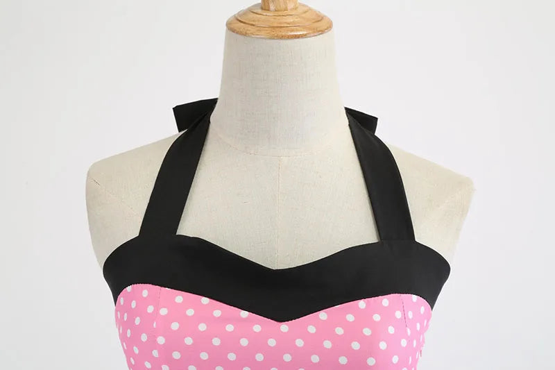 Vestido de fiesta con cuello Halter para mujer, vestidos Vintage con espalda descubierta, vestido Retro Rockabilly Swing, vestido veraniego por debajo de la rodilla elegante para mujer