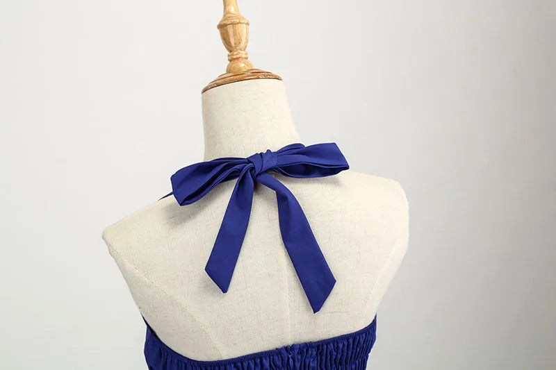 Vestido de fiesta con cuello Halter para mujer, vestidos Vintage con espalda descubierta, vestido Retro Rockabilly Swing, vestido veraniego por debajo de la rodilla elegante para mujer