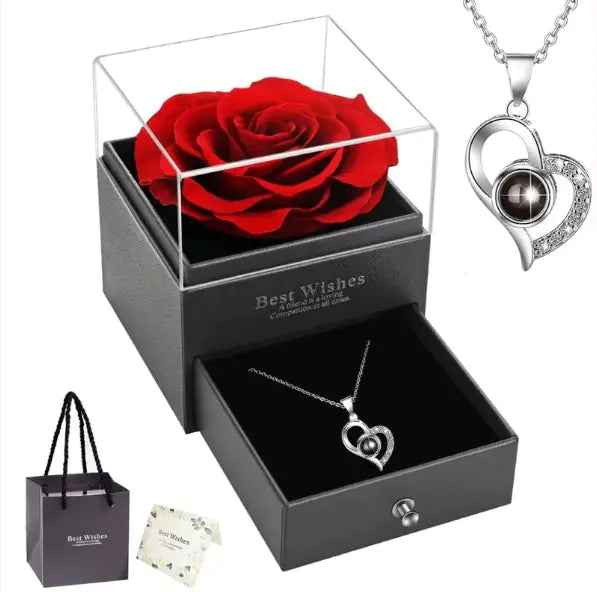 Conjunto de Collar y Aretes de Corazón en Plata de Ley