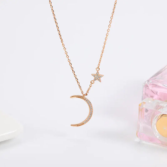 Collar Chomel de Luna y Estrella para Mujeres, Diseño Chic