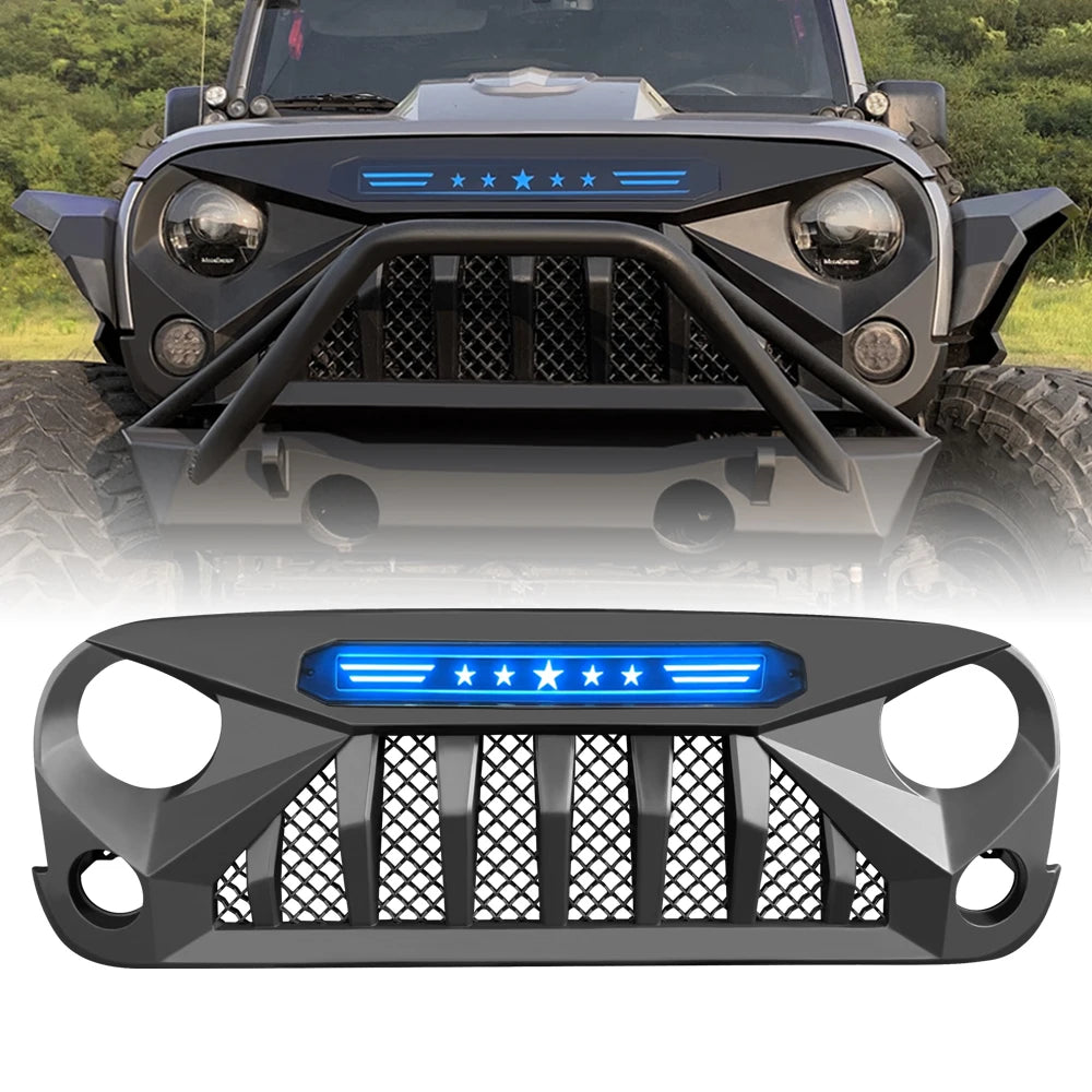 Grill frontal Off-Road LED estilo Jeep Wrangler JK (2007-2018)