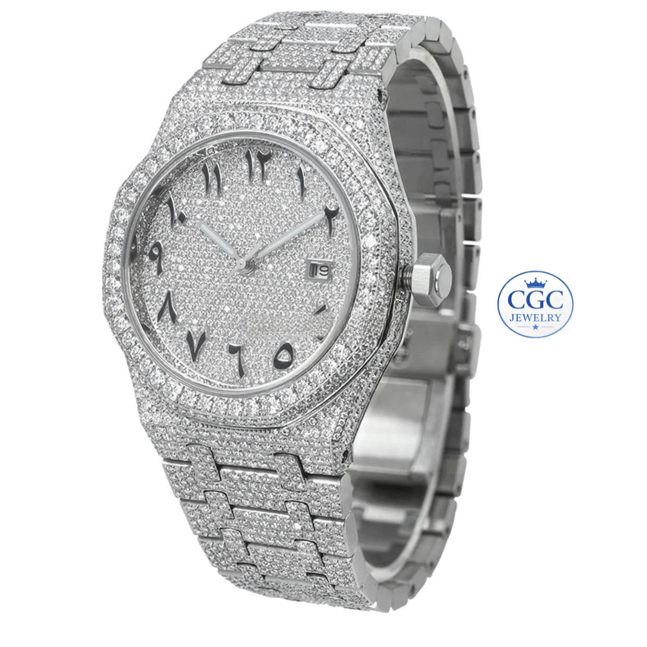 Reloj Automático de Lujo para-Hombre – Acero Inoxidable con Detalles Moissanite y Cristal Zafiro