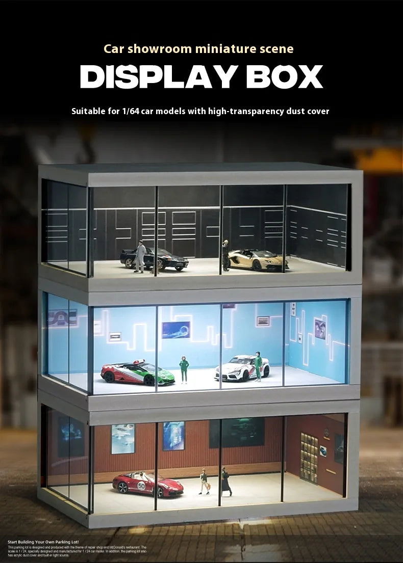Vitrina Premium LED para Modelos a Escala 1:32 / 1:64 – Display Box de Exhibición Automotriz