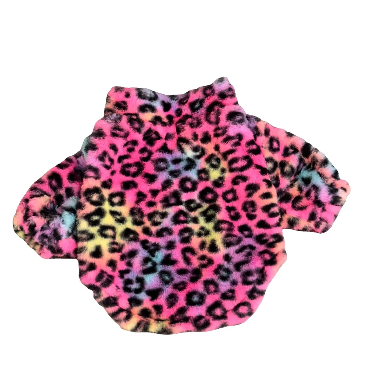 Abrigo de Terciopelo con Estampado de Leopardo Colorido para Mascotas