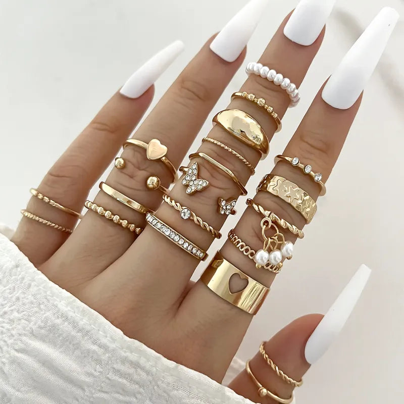 Conjunto de Anillos de Nudillo con Esmalte de Aceite