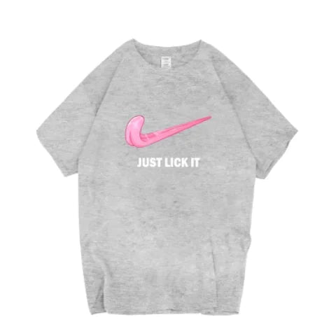 Camiseta de Manga Corta con Estampado de Letras 'Just Lick It'