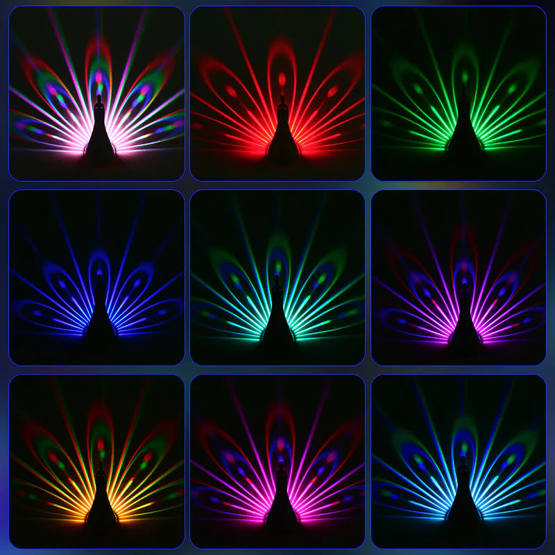 Lámpara de Pared 3D de Pavo Real