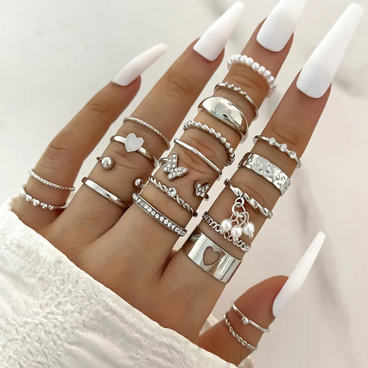 Conjunto de Anillos de Nudillo con Esmalte de Aceite