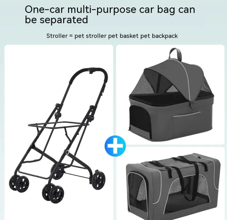 Carrito Plegable Ligero para Perros y Gatos Pequeños