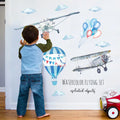 Watercolor Hand-Painted Airplane Balloon Wall Stickers