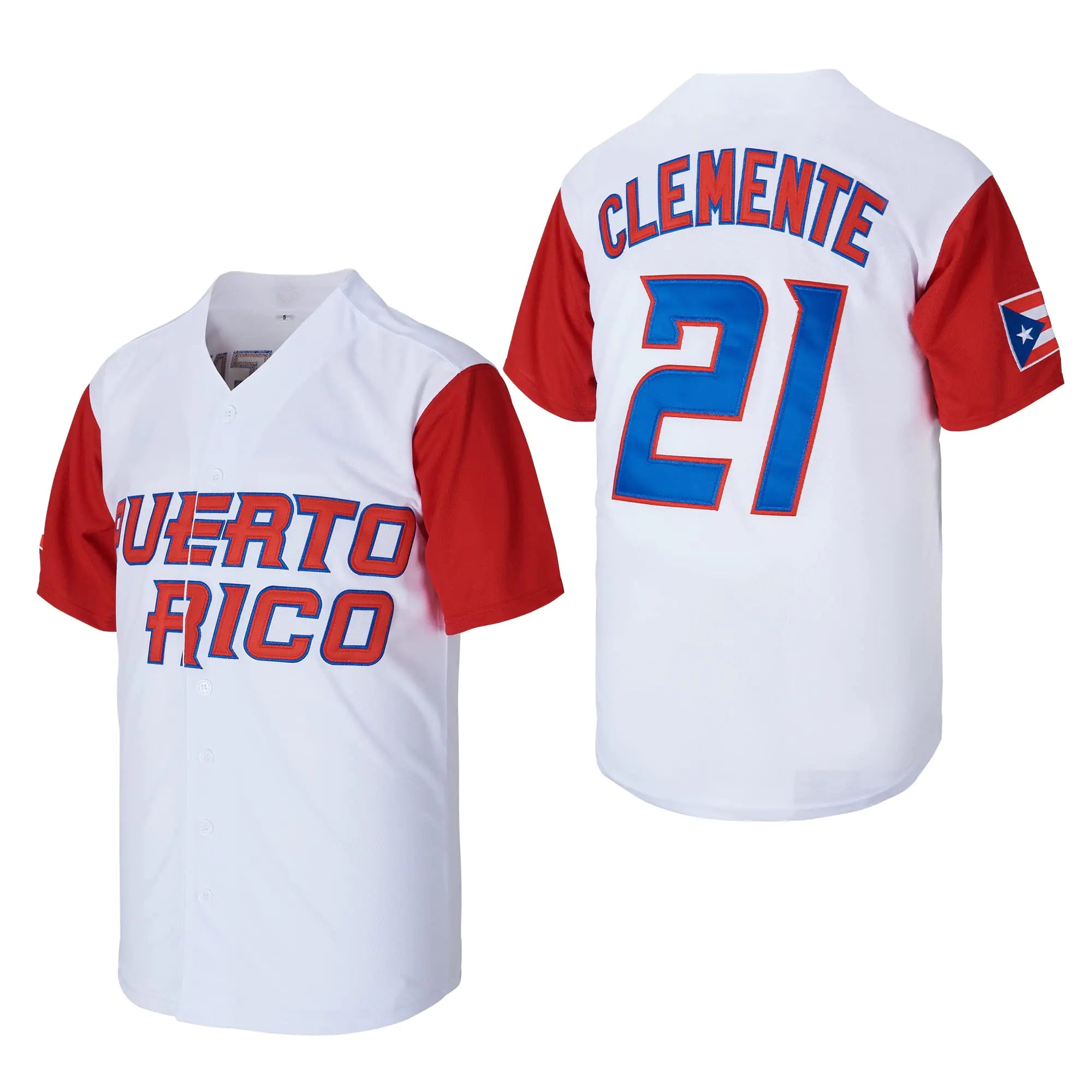 Camiseta de Béisbol para Hombres #21 Roberto Clemente de Puerto Rico, Juego Mundial Clásico, Cosida en Blanco, Talla XXXL