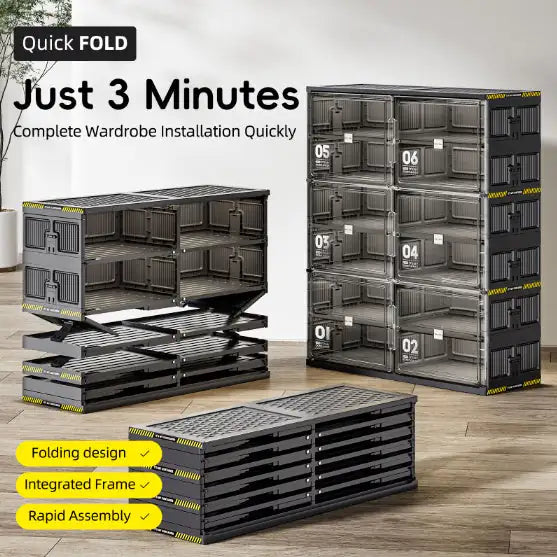 Dual-type Shoe Storage, Hard Plastic Stackable Shoe Box, Folding Shoe Rack With Magnetic Door