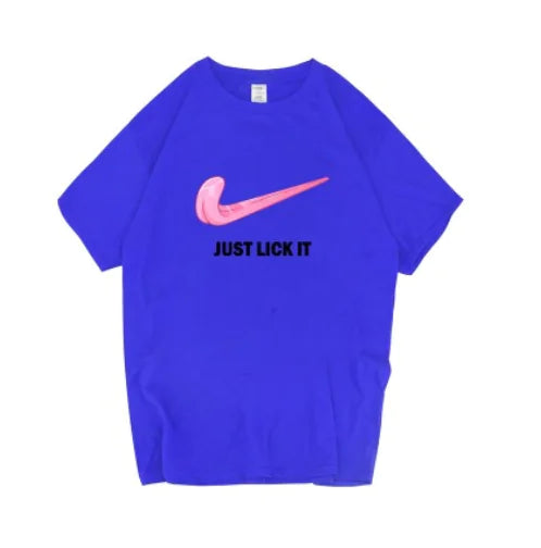 Camiseta de Manga Corta con Estampado de Letras 'Just Lick It'