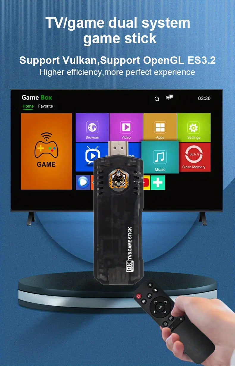 8K HD TV Stick with Wireless Retro Game Console